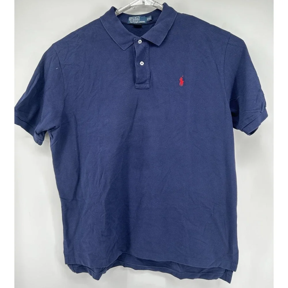Polo Ralph Lauren Short Sleeve Cotton Polo Navy Blue Men's 2XL